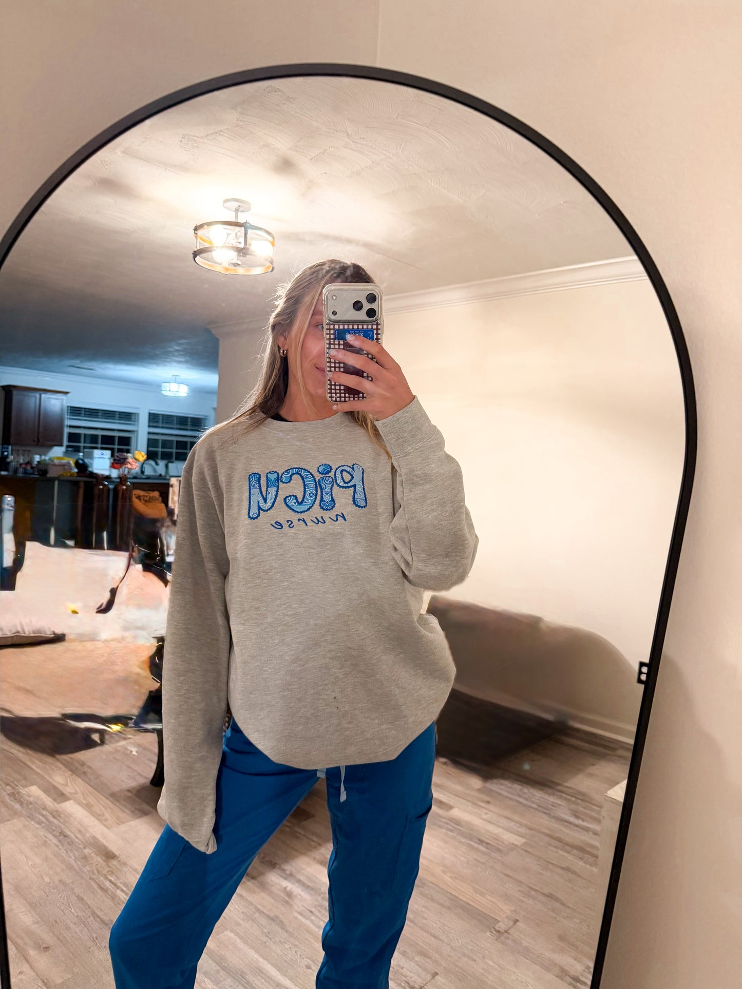 Blue Lace PICU nurse Crewneck