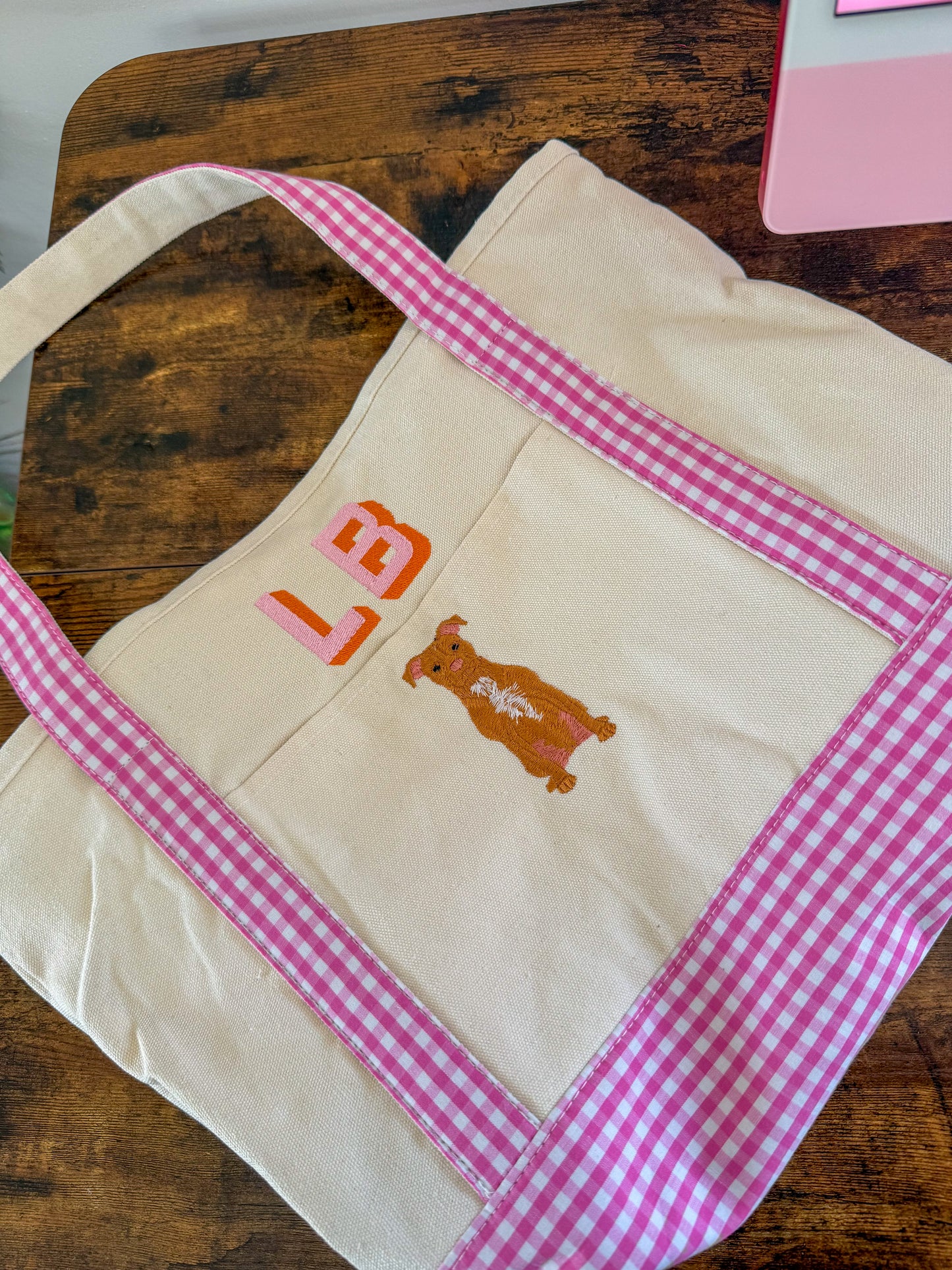 Dog + Block Monogram Gingham Tote