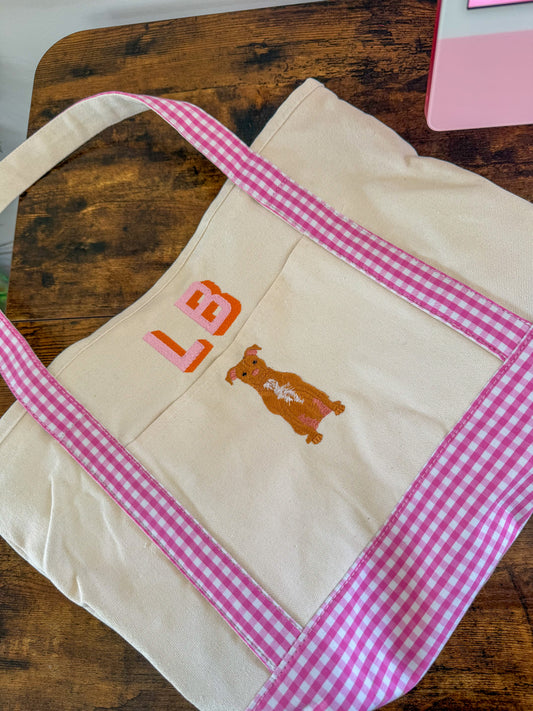 Dog + Block Monogram Gingham Tote