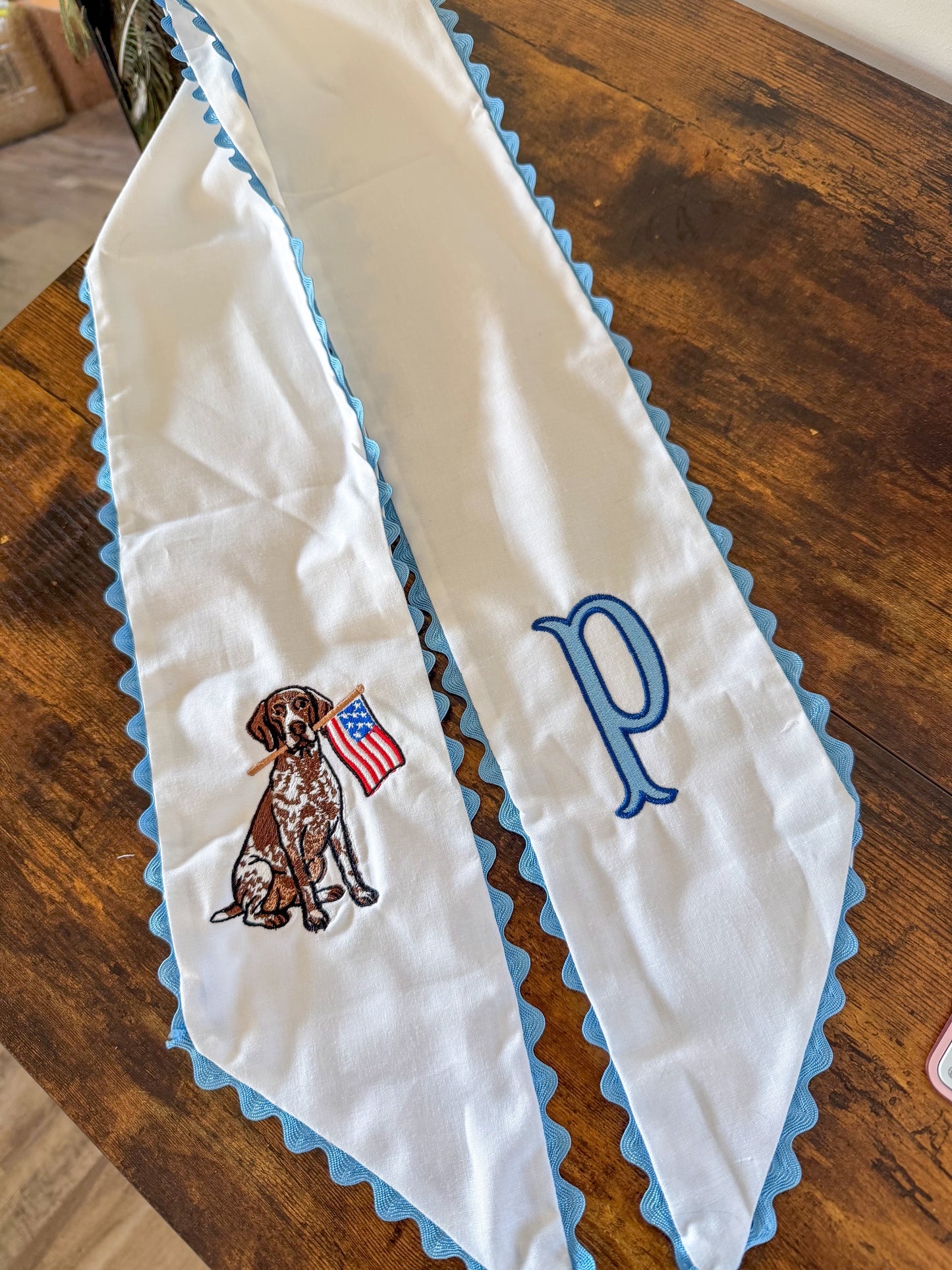 Blue Monogrammed GSP America Wreath Sash