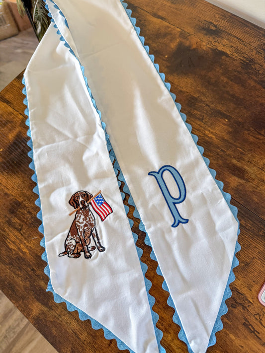 Blue Monogrammed GSP America Wreath Sash