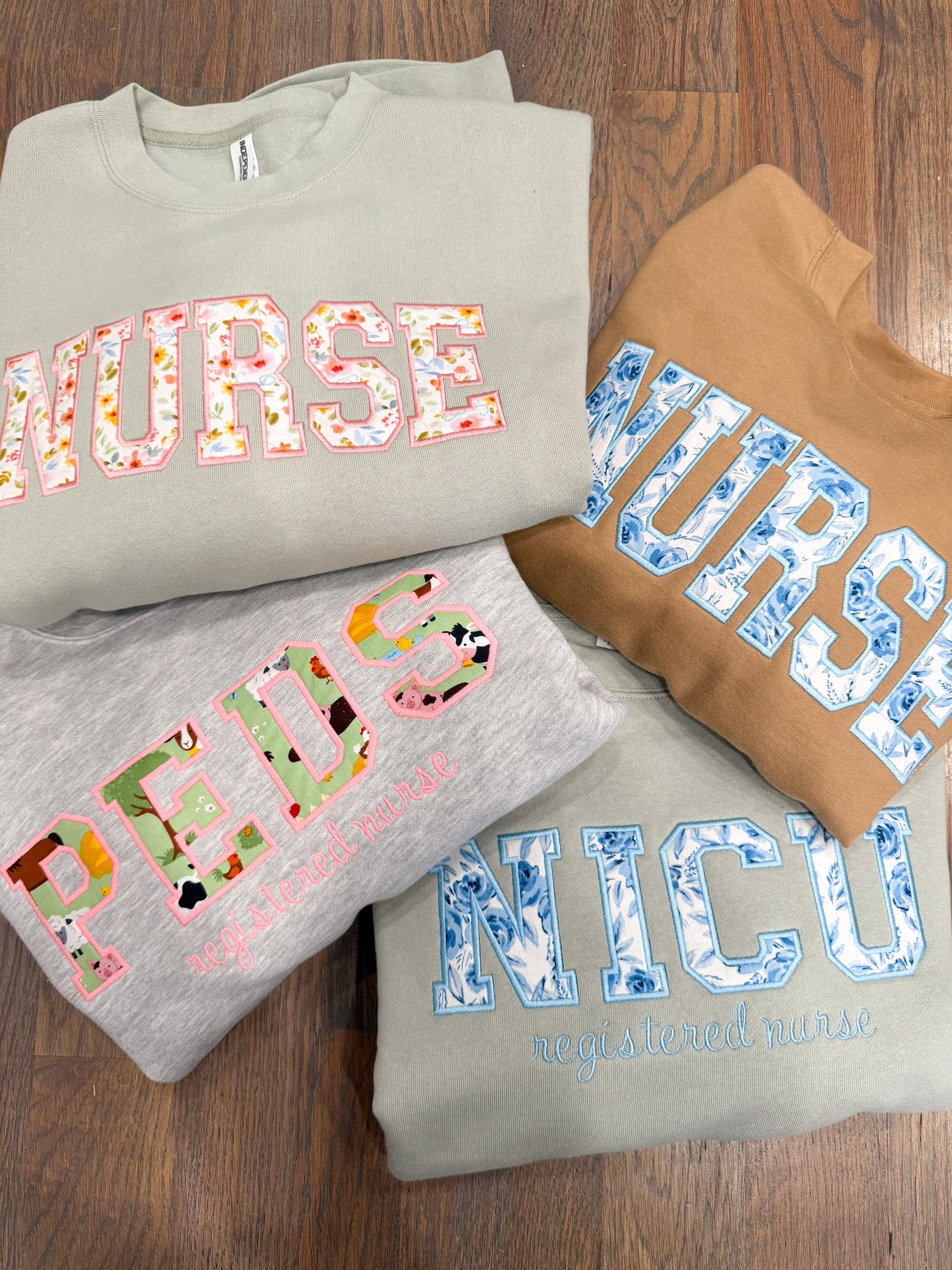 Sage Blue Floral NICU Registered Nurse Sweatshirt