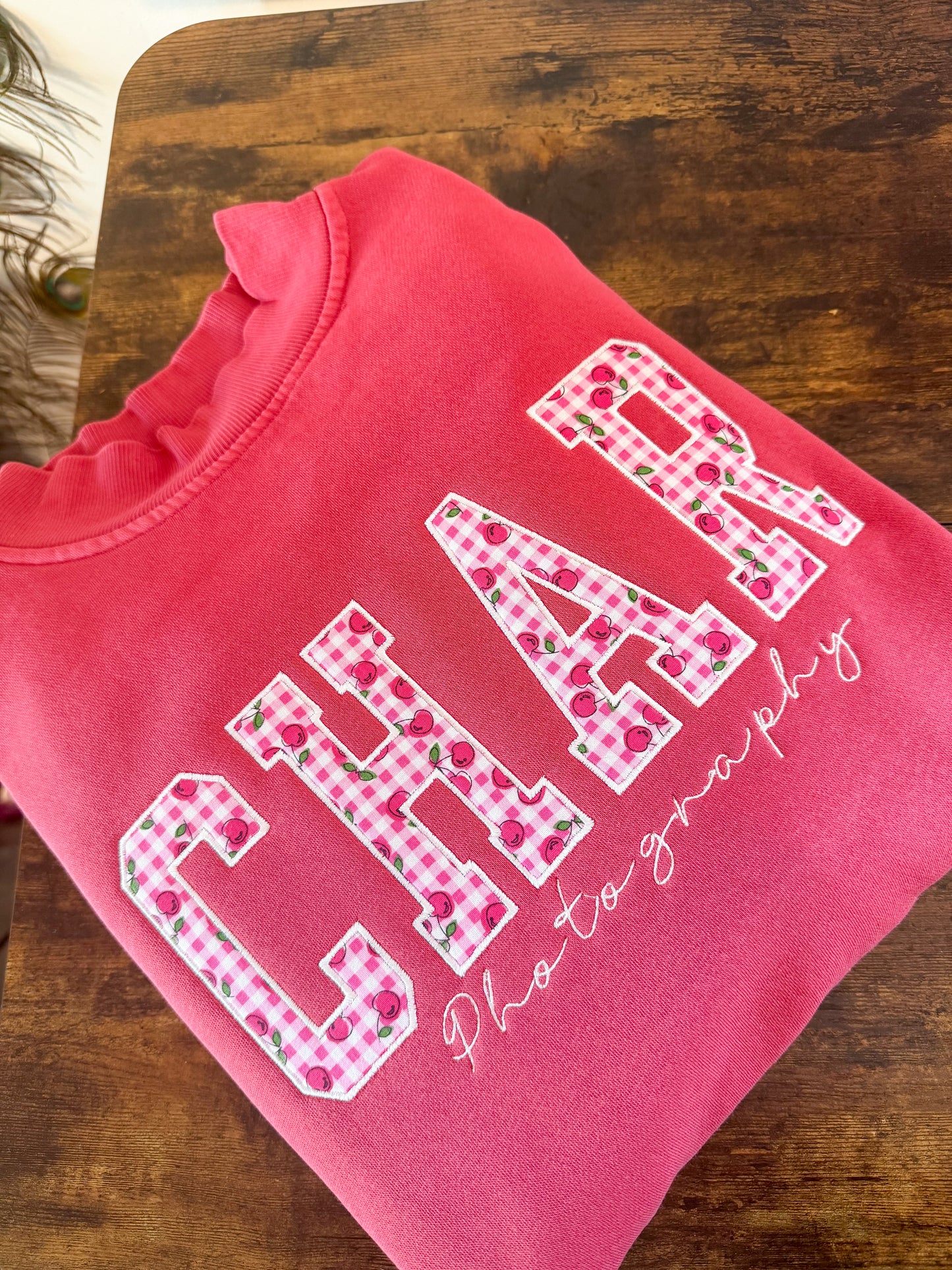 Custom Applique and Cursive Wording Sweatshirt