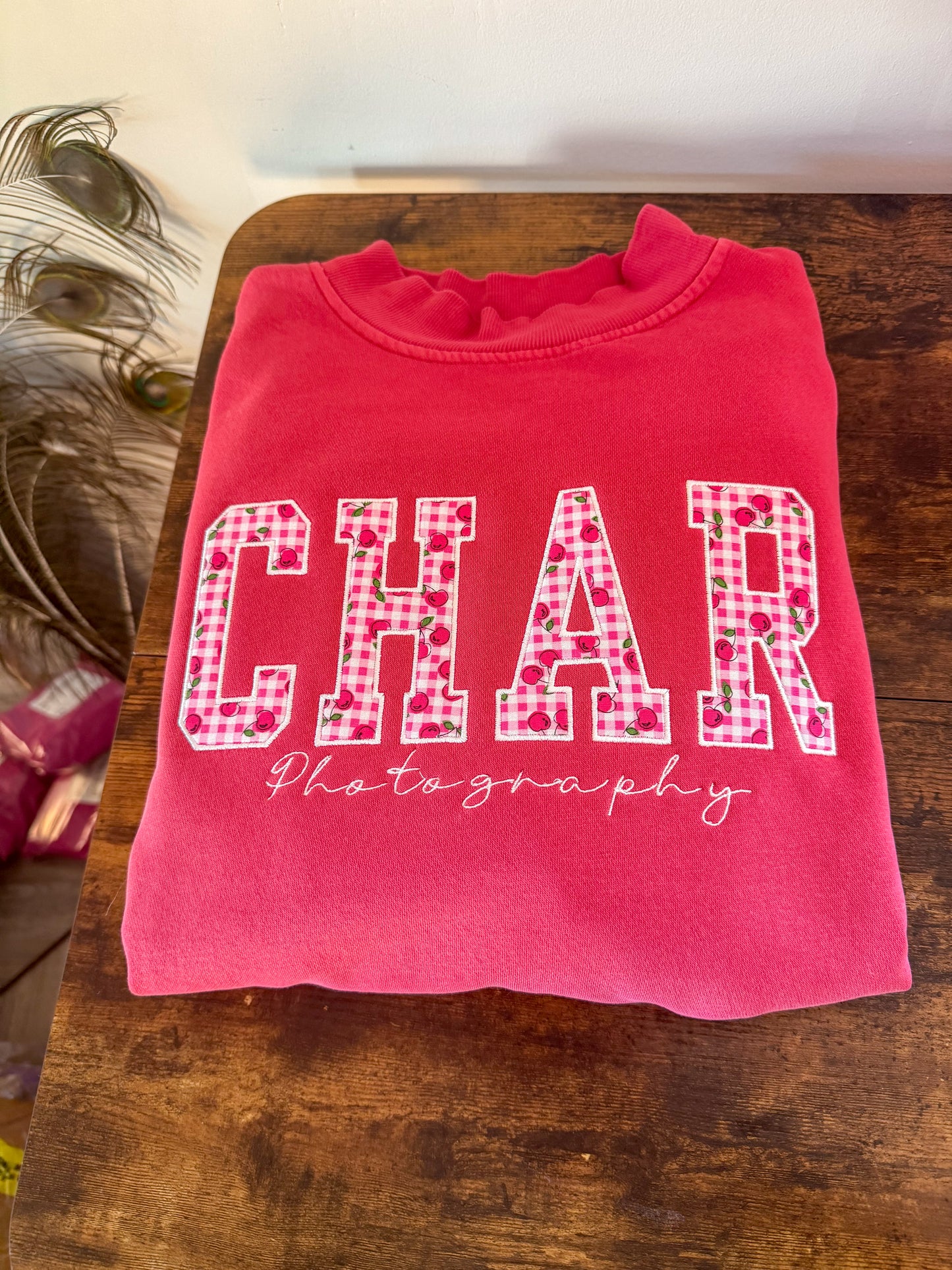 Custom Applique and Cursive Wording Sweatshirt