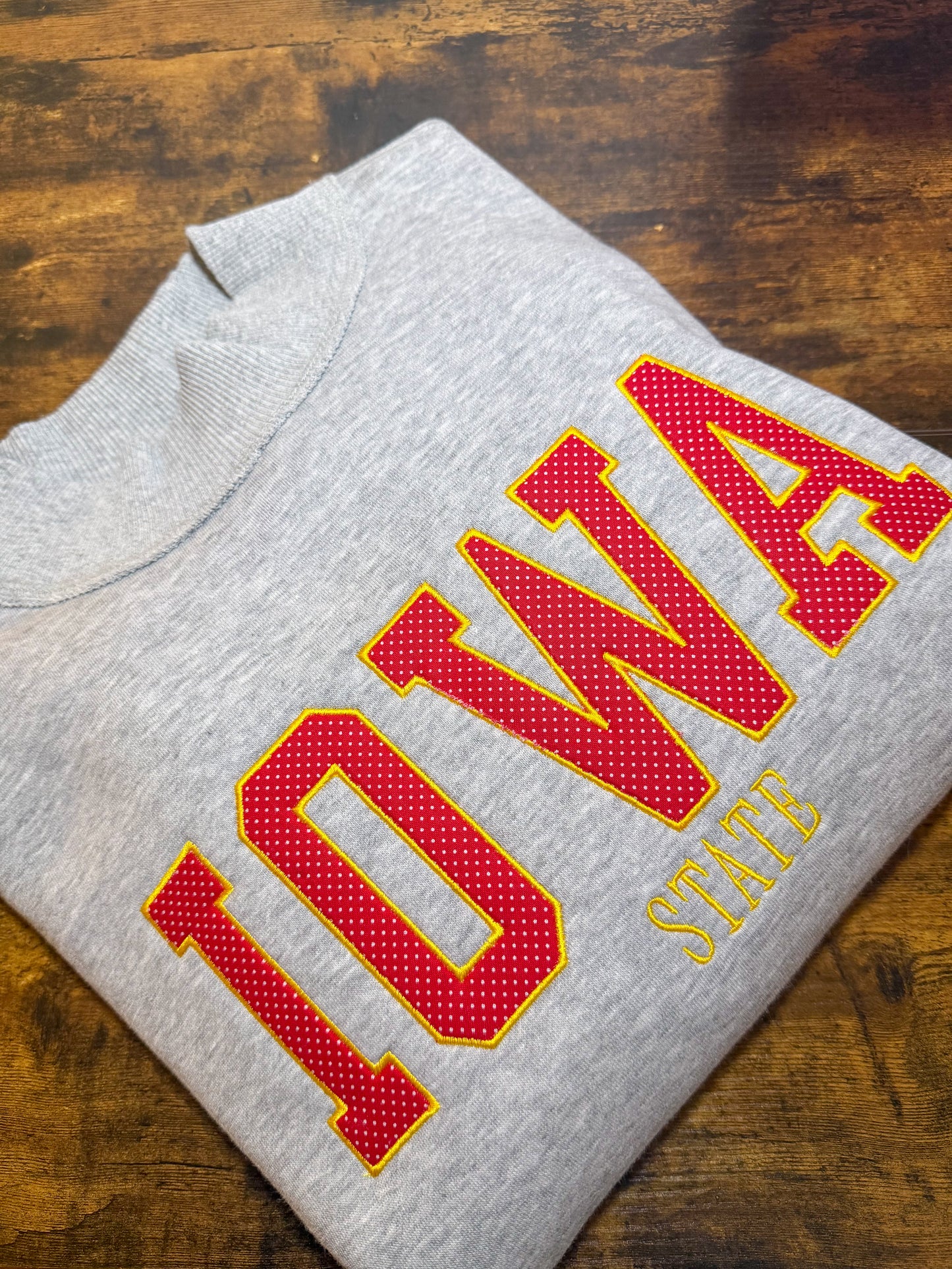 Red and White Polka Iowa State Mockneck