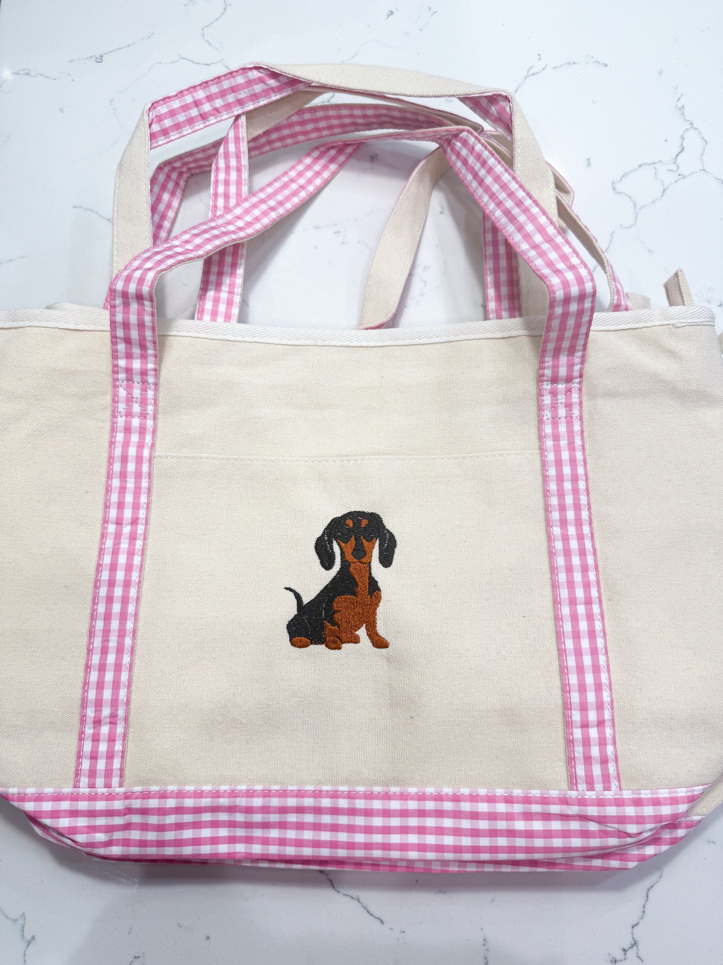 Custom Gingham Dog Tote Bags