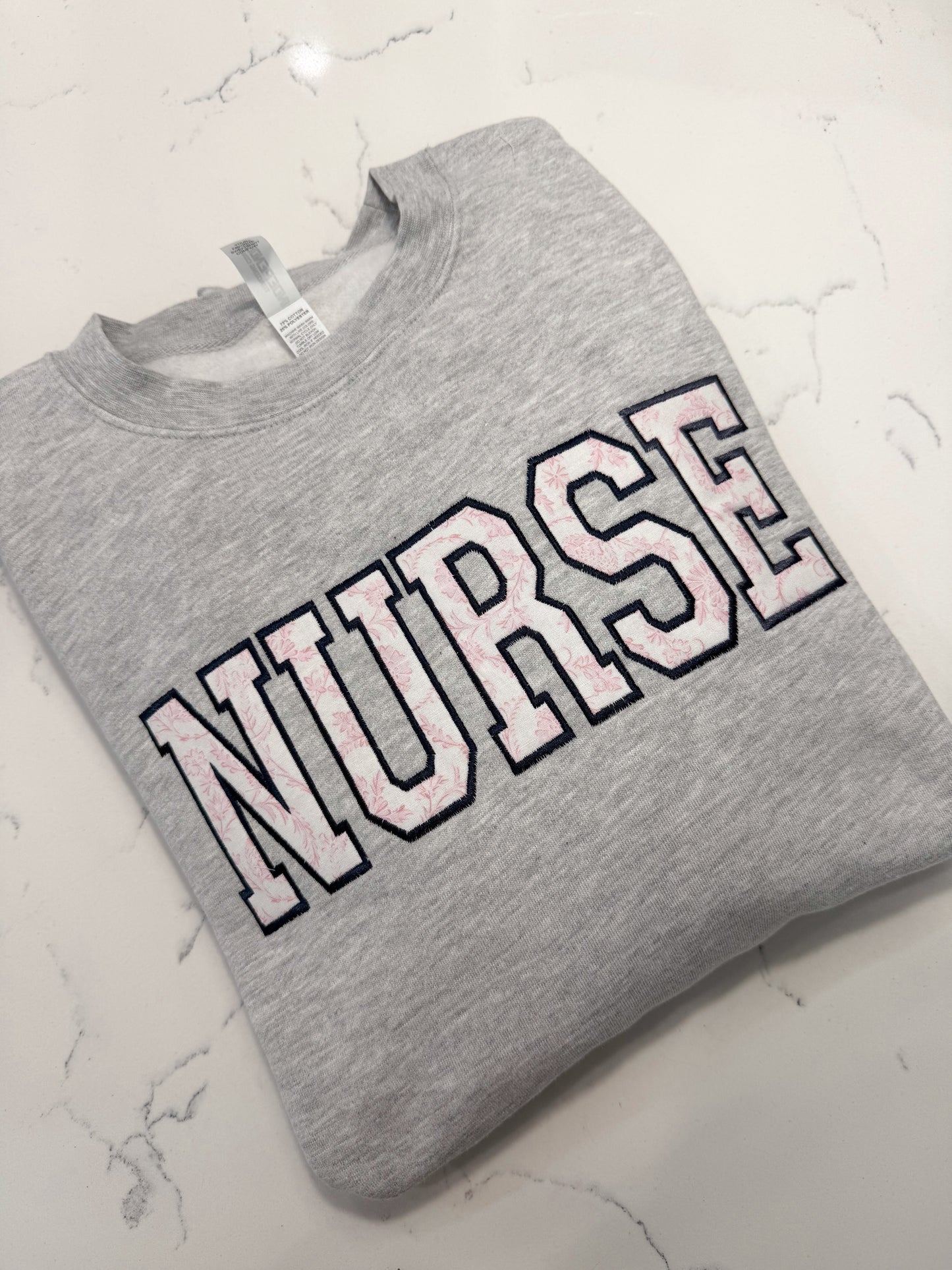 Pink Floral Nurse Crewneck