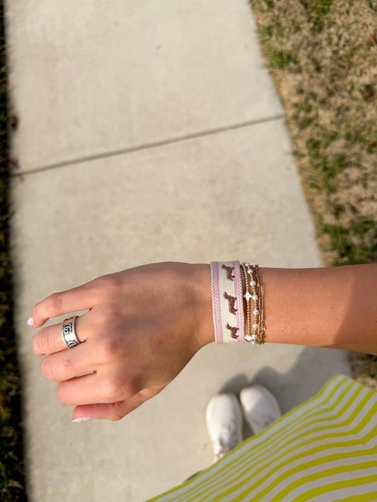 PREORDER Pink Cream Dachshund Embroidered Bracelet