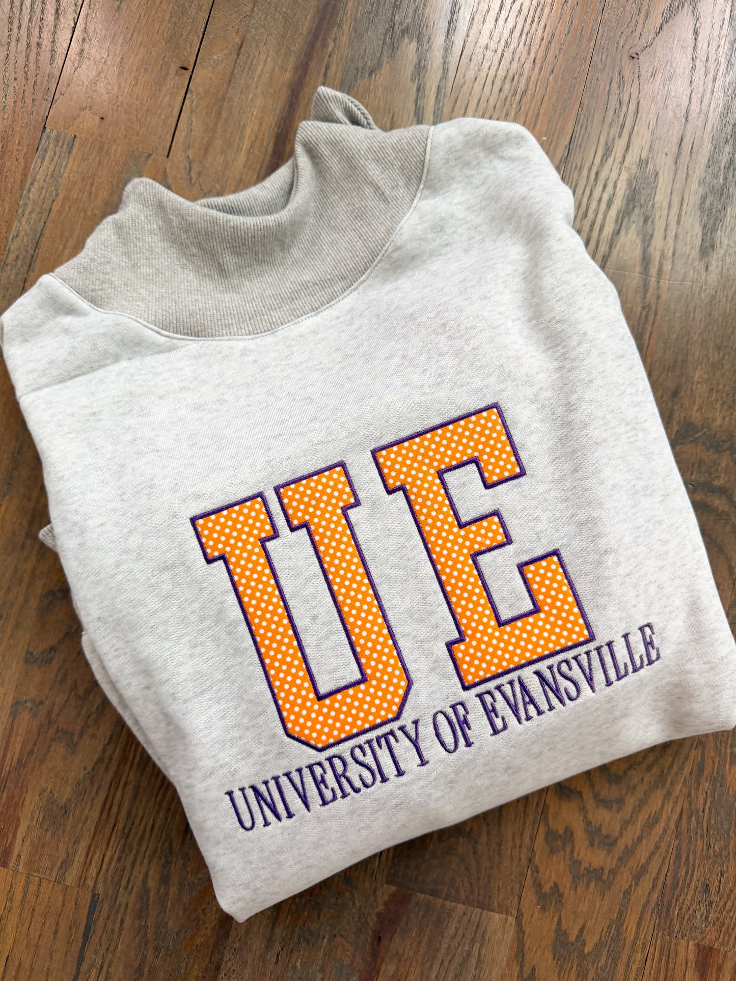 Custom Applique and Simple Serif Wording Sweatshirt