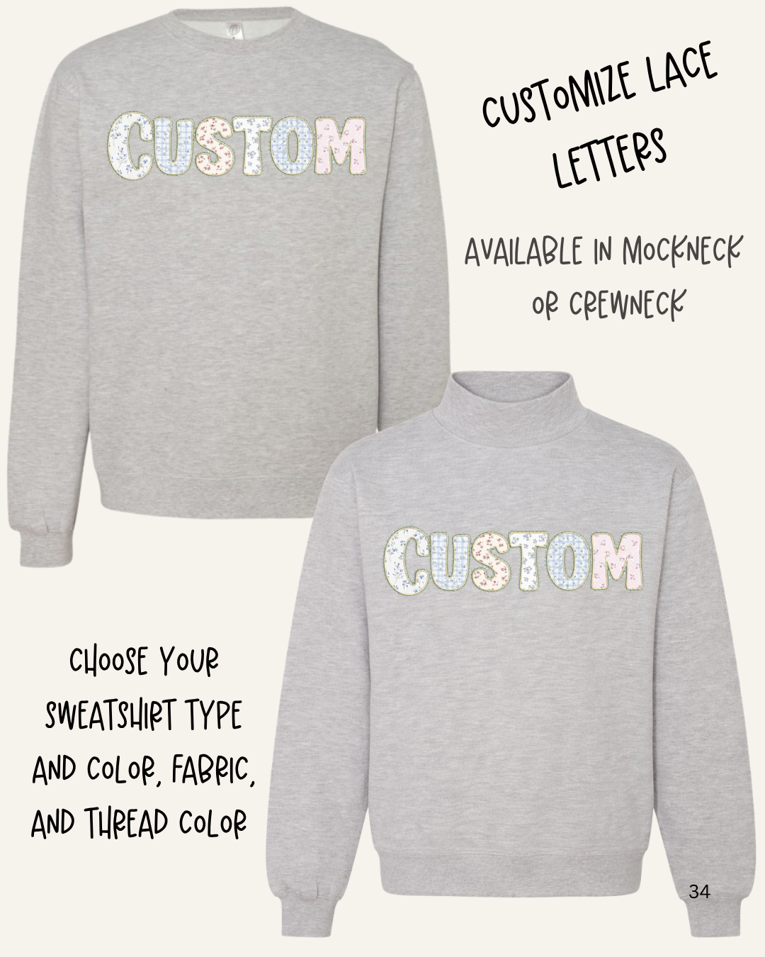 Custom Lace Wording Sweatshirt